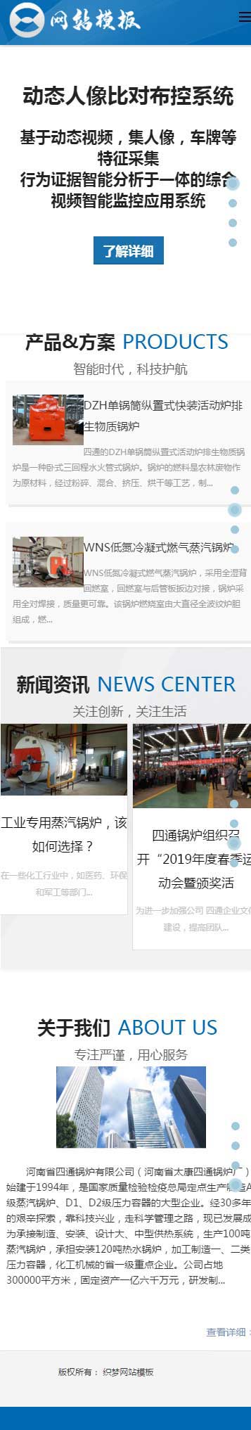 蓝色检测设备类公司响应式网站织梦模板